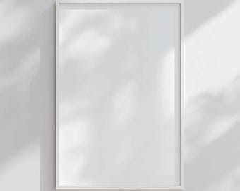 2x3 frame wall art mockup: Vertical thin white frame, PSD template, Photoshop, Photopea, Canva