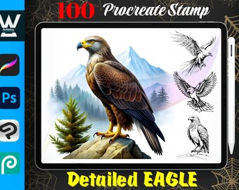 100 Detailed Eagle Procreate Stamps| Bird Brush Set| Digital Download