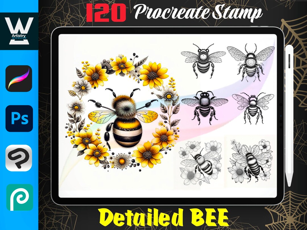 120 Procreate Bee Stamps| Honey Insect Brush Set| Digital Download - Etsy