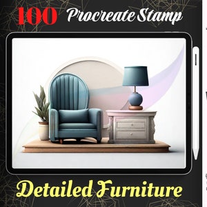 100 Furniture Procreate Stamps| Interior Design Brush Set| Digital Download