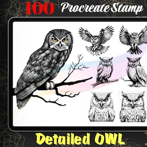 100 Procreate Owl Stamps, Bird procreate stamp, Owl brush for procreate, Procreate ghost Bird Stamps, Digital instant Download