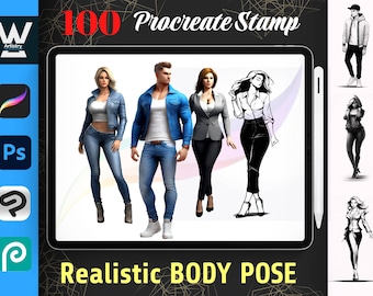 100 Realistic Body Poses Procreate Stamps| Anatomy Guides| Digital Download