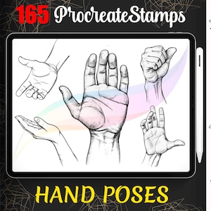 165 Procreate Hands Pose Stempelgids. Handen figuurstempels voortplanten Borstels, figuren stempels borstels, instant download