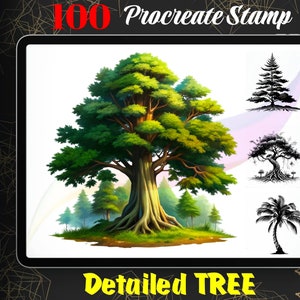 100 tampons arbre procréer, arbre arbre détaillé pour Ipad procréer, ensemble de pinceaux arbre réaliste, téléchargement numérique instantané