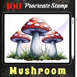 100 timbri Mushroom Procreate, pennelli Mushroom per Procreate, set di pennelli realistici Mushroom, download digitale istantaneo