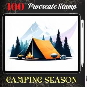 100 Procreate Camping Stamps, Camping Brushes for Procreate. Out door Procreate Stamps Brushes. Instant digital download