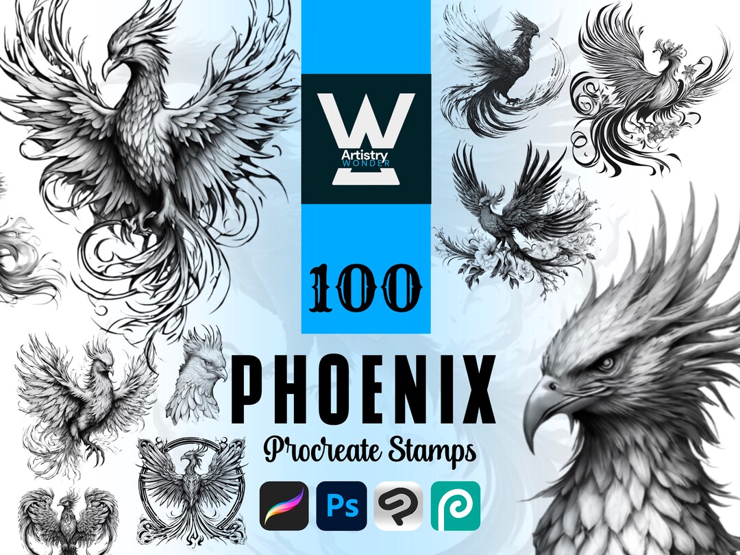 100 Phoenix Procreate Stamps Phoenix Brushes for Procreate Etsy