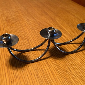 Candelabro plateado de Berg Denmark, década de 1960, 3 velas, estilo moderno de mediados de siglo MCM