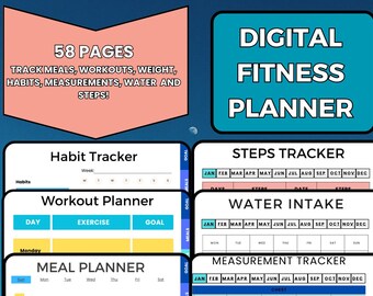 Digital FITNESS planner, GoodNotes Fitness Planner, Fitness Journal, Weight Loss Tracker, UNDATED iPad Workout Planner, Wellness Template