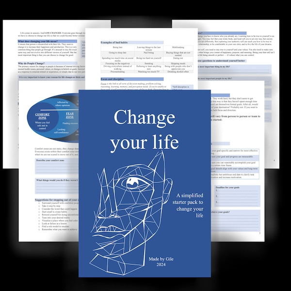 SHORT BOOK/Printable/Change your life/Digital file/Starter pack for changing your life/PDF file/Self improvement book