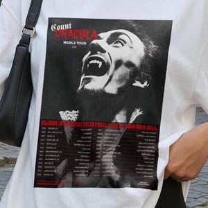 Count Dracula World Tour Shirt | Vintage Comfort Colors Graphic Tee | Retro Washed Vampire T-Shirt | Gothic Horror Book Lover Gift