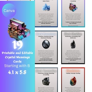 19 Printable Crystal Information Cards, Starting with B, Crystal Kit Set, Crystal Set Cards, Crystal Meaning Cards, Printable Gemstone Cards