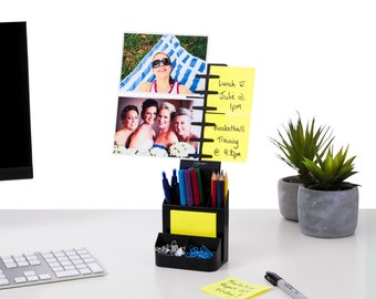 Note Tower Desk Supplies Organizer Caddy – Stores Office Supplies, Organizes Sticky Notes & Displays Photos, Holds Pens - Office / Home
