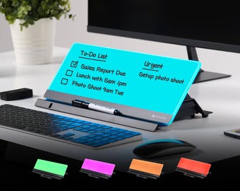 Pizarra blanca de escritorio con LED que cambia de color/Organizador de escritorio inteligente