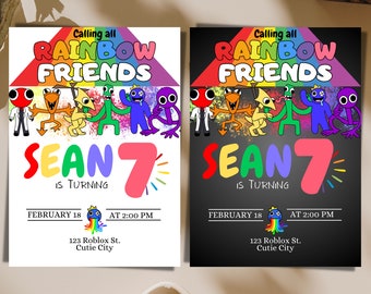 Rainbow Friends Invitation Templates, Rainbow Friends Roblox Invitation Templates, Rainbow Friends Gamer Theme