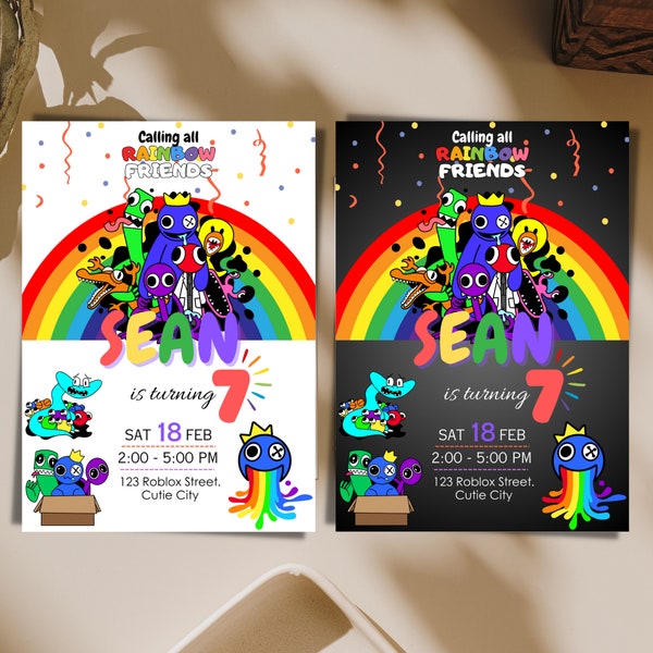 EDITABLE Rainbow Friends Roblox Birthday Invitation Templates, Rainbow Friends Theme, Roblox Gamer Theme, Rainbow Friends Lover, Gamer Theme