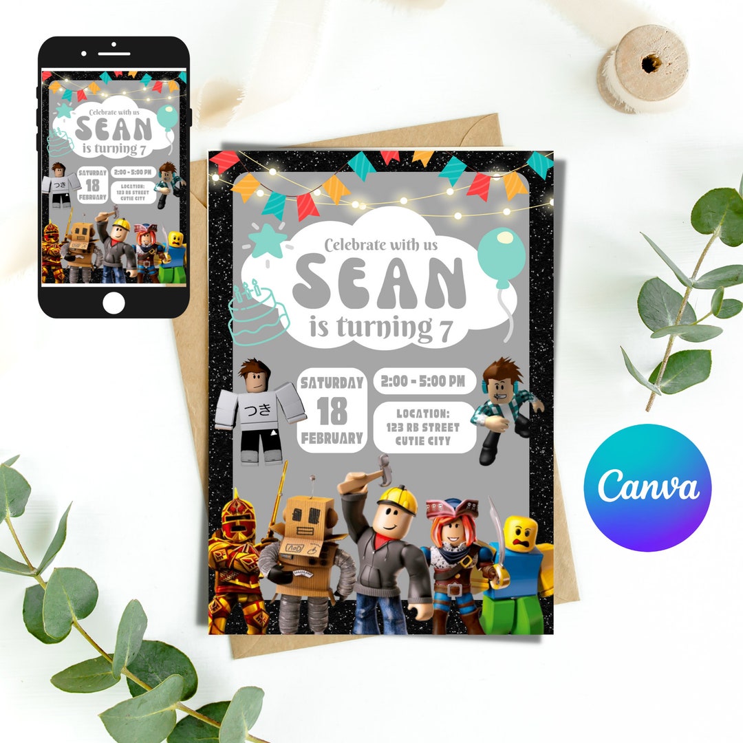 Editable Roblox Boy Birthday Party Invitation Template - Etsy Australia