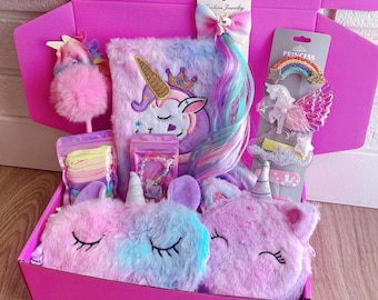 Magical Unicorn Gift Set For Kids/Girls Birthday Christmas New Year BFF/Surprise Mystery Box/Party Hamper/Stationery/Hair Clips/Backpack Set