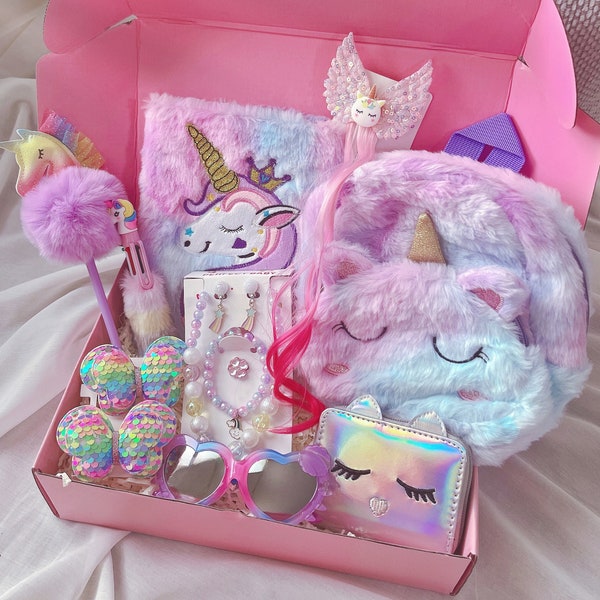 Magical Unicorn Gift Set For Kids/Girls Birthday Christmas New Year Gift/Surprise Mystery Box/Kids Hamper /Unicorn Stationery/Hair Clip Ties