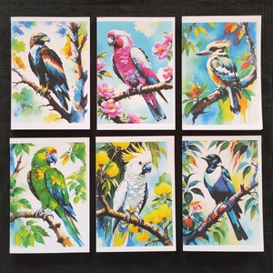 1 - 6 Pack Australian Birds Themed Cards. (Holographic Designs Available.)