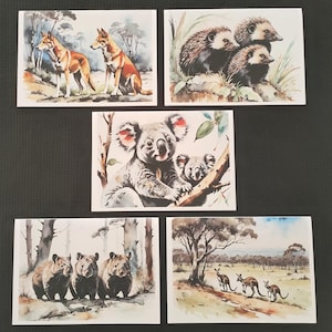1 - 5er Pack Australische Tiere Themed Karten Set #2. (Holographische Designs erhältlich.)