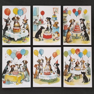 1 - 6 Pack Cartoon Dog Birthday Cards. (Holographic Designs Available.)
