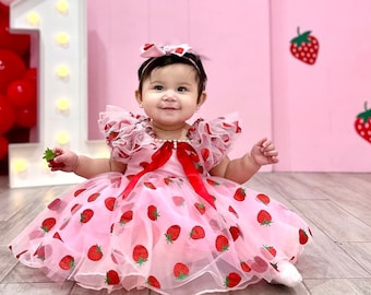 Beere ersten Geburtstag Outfit, Baby-Erdbeere Kleidung Set, süßes Baby Kleid, Baby-Dusche-Geschenk, Kuchen Smash Photo-Shooting