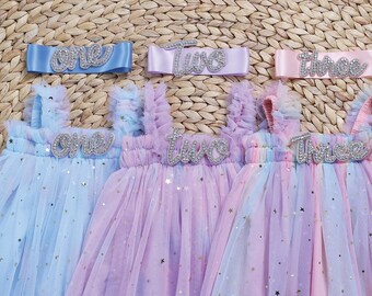 Baby Girl Tutu 1st Birthday Outfit-Rainbow Pastel Tutu Dress-Boho Cake Smash Outfit-1st Birthday Gift-First Birthday One Dress-Sparkle Dress