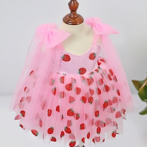 Conjunto de ropa de fresa para bebé niña, vestido para bebé, regalo para baby shower, sesión de fotos para aplastar pastel.