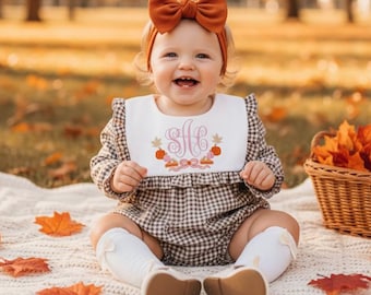 Personalized Turkey Brown Gingham Bubble Dress,fall Embroidered Outfit for  Baby & Toddler Girls,girls Thanksgiving Dress, Autumn Outfit - Etsy