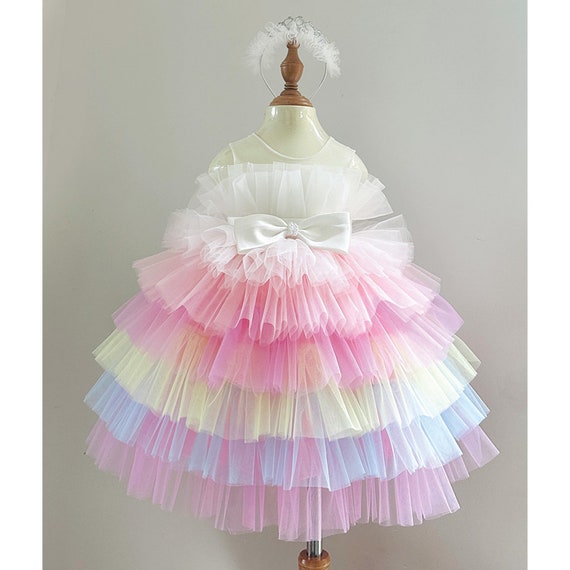 pastel birthday dress Unicorn Rainbow Dress, Unicorn First Birthday Dress, Unicorn Pastel Birthday,Unicorn Birthday Outfit,Unicorn Tutu Dress,Unicorn Dresses girl 4T / Knee main image 1