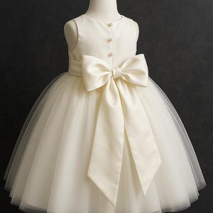 Ivory Lace Flower Girl Dress Wedding Party Holiday Bridesmaid Birthday Tulle Lace Ivory Flower Girl Dress Sage Green Sash Junior Bridesmaid