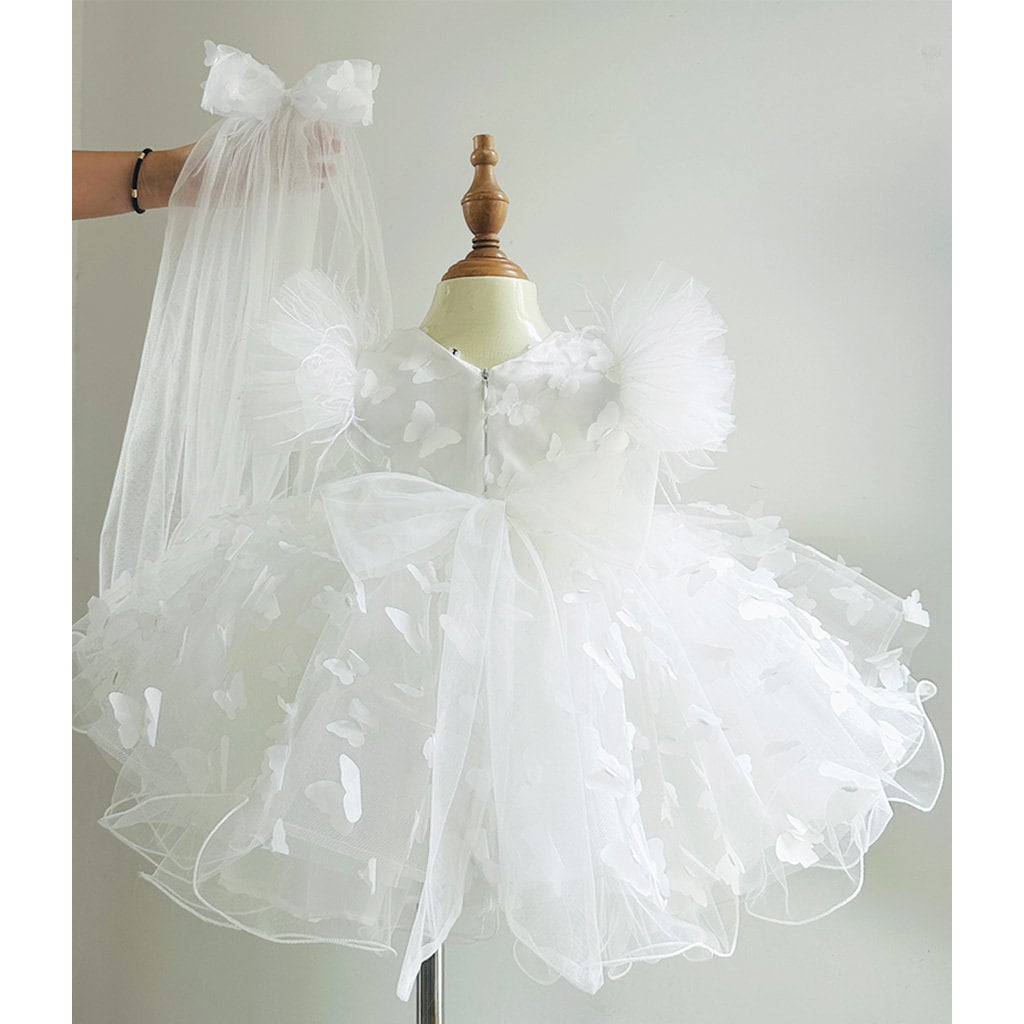 [PAKUA] / ☆ BUTTERFLY BABY DRESS / WHITE Butterfly First Birthday Baby Dress, White Flower Girl