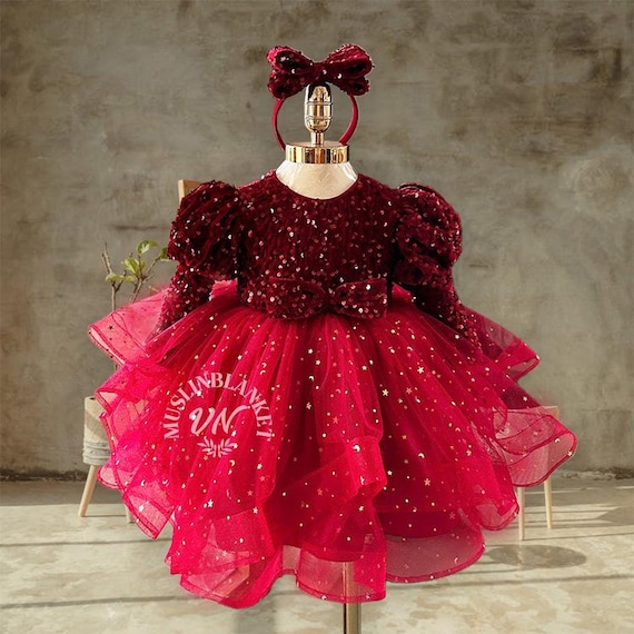 12 18 month christmas dress Christmas Dress Toddler Sequin Dress Mud Pie Kid's Red Christmas Tutu Dress  S (12-18 Months)