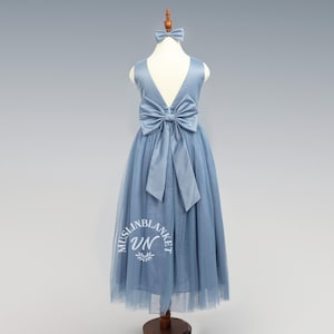 Dusty blue Flower Girl Dresses Tulle Junior Bridesmaid Dress Toddler Girl Photoshoot Dress Communion Gowns Pageant Dress Birthday Girl Dress