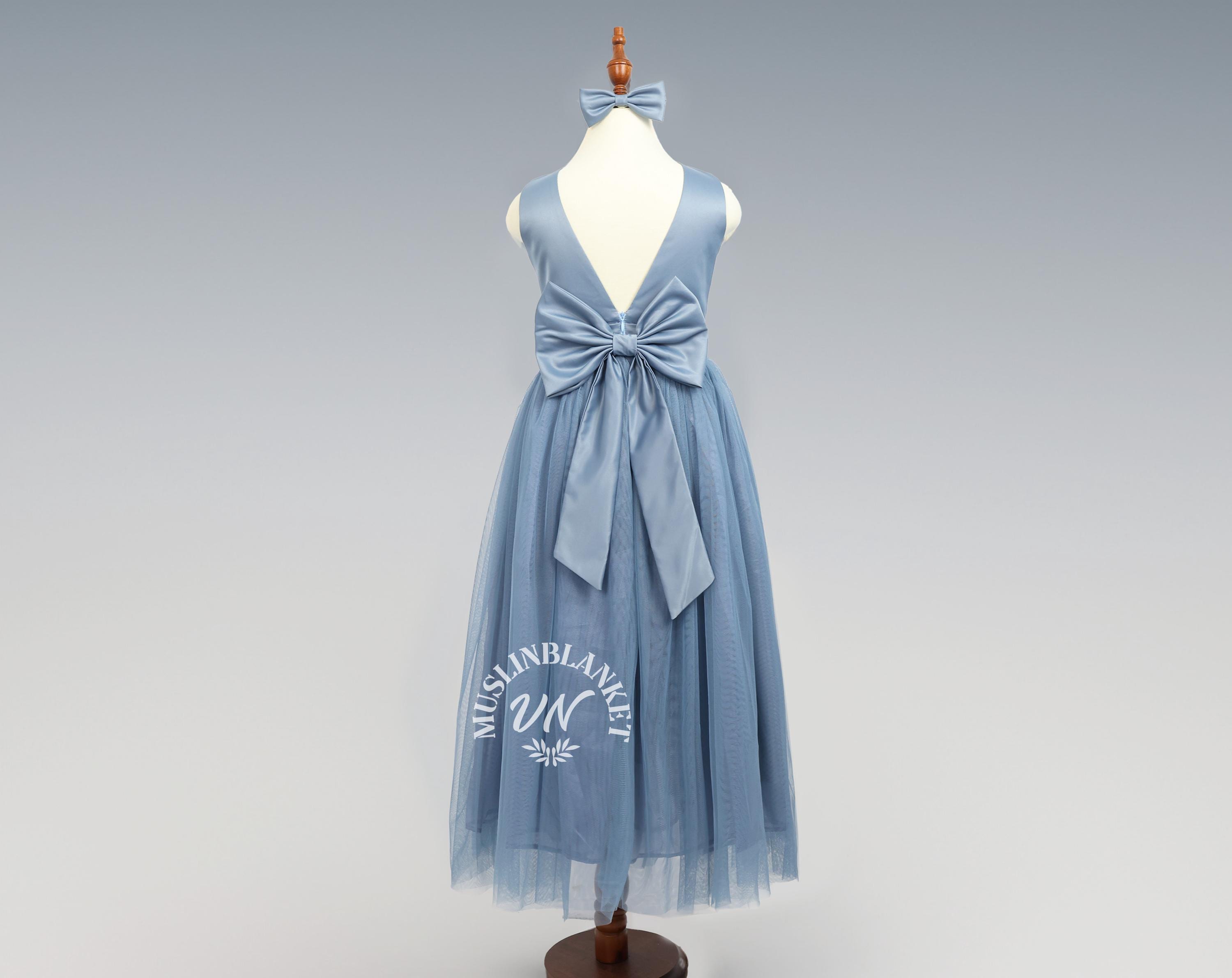 Dusty Blue Tulle Bridesmaid Dress Etsy UK