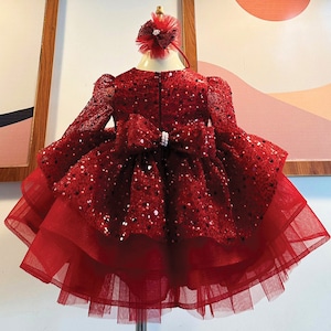 Stunning Red and Gold Sequin Baby Girl Dress main image 0