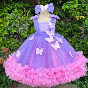Butterfly Dress For Girl, Easter, Birthday, Baby Gown With Butterfly Flower Girl Dress, Special Occasion Toddler Dress 1st Birthday Dress