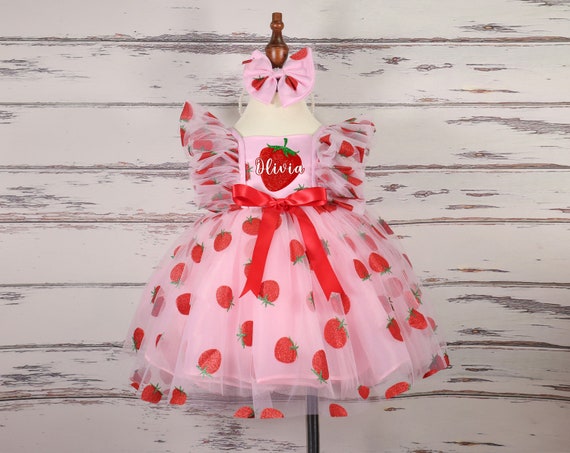 strawberry first birthday dress Strawberry Birthday Tutu Outfit -- A Berry Sweet Birthday 12m