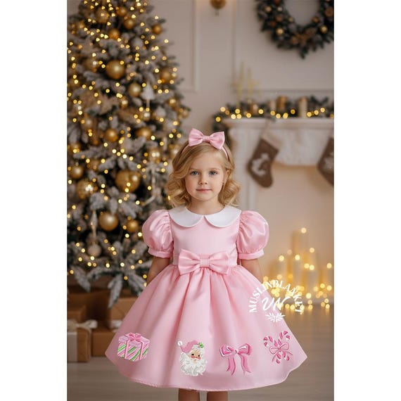 Embroidery Satin Pink Gingerbread Snowman Coquette Bow Christmas Girl  Trendy Dress Baby Girl Dress, Holiday Toddler Dress, Girl Fluffy Dress -  Etsy Ireland