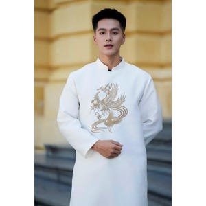 Traditional Ao Dai Men 5XL , Embroidery Vietnamese Ao Dai, Lunar New Year, Ao Dai For Dad, Ao Dai Tet, Tet Photoshoot, Father&#39;s day Gift