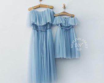 Vestidos a juego para mamá y yo, vestido para el primer cumpleaños, vestidos de tul, vestido de invitada de boda, atuendo familiar para sesión de fotos de Pascua, regalo para el Día de la Madre
