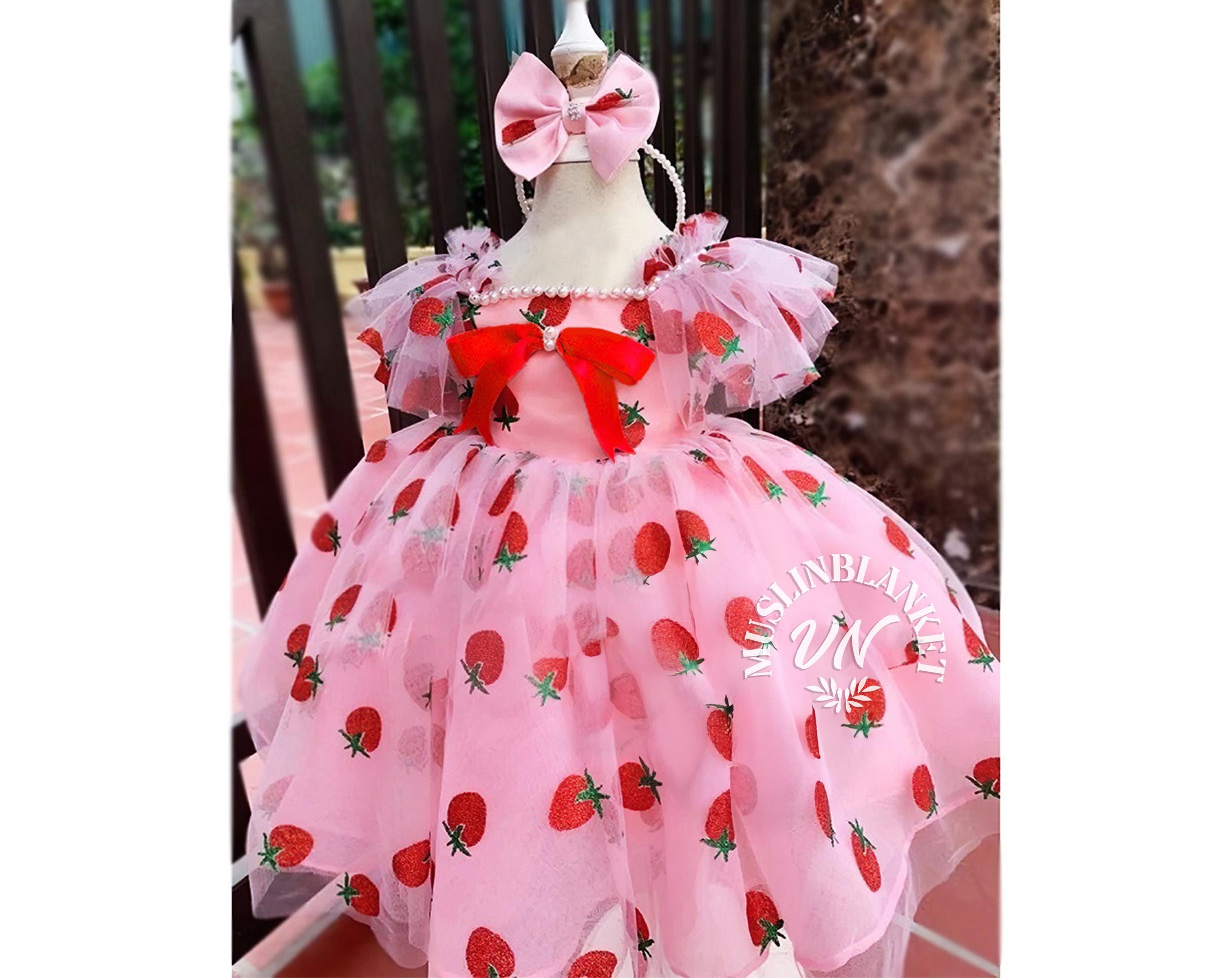 Beere 1. Geburtstag Outfit, Baby-Mädchen Strawberry Tüll Prinzessin, süßes ein Babykleid, Baby-Dusche-Geschenk, Kuchen-Smash-Foto-Shooting