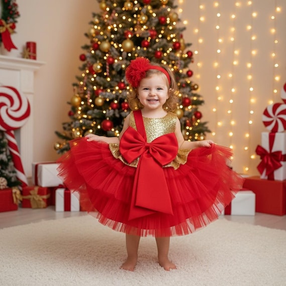 2026 Christmas Dress Gift Package, Red Gold Baby Dres, Red Silver Christmas  Baby Girl Dress Big Bow Sequined Red Baby Dress Christmas Gift - Etsy  Ireland