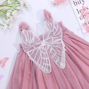 Butterfly Wings 1st Birthday Dusty Pink Tulle Dress Baby Girl Dress 1st Birthday Outfit First Birthday Dress Baby Gift Cake Smash Photoshoot