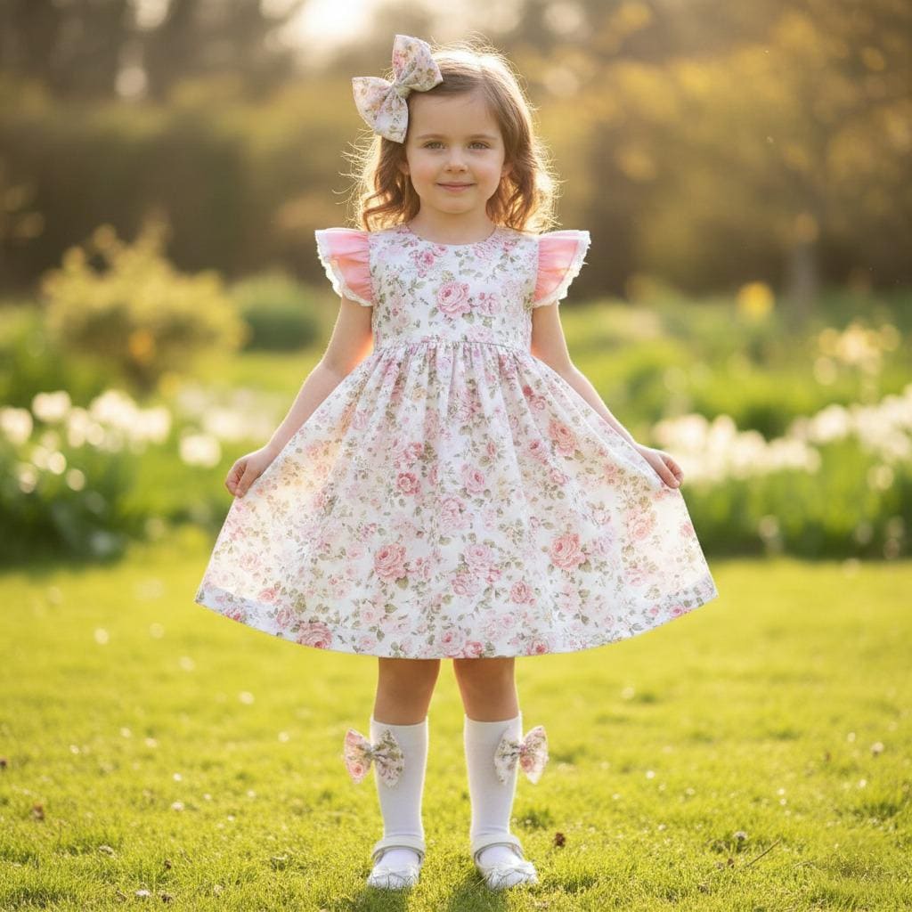 chinese dress ladies SSYS Phoebe Smocked Long Sleeve Dress In Light Pink Floral