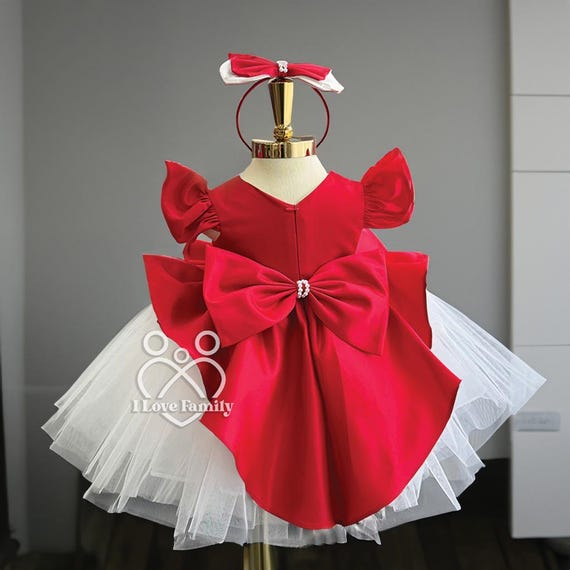 fitted lace wedding dress Red Satin Detachable Bow Mini Dress main image 0