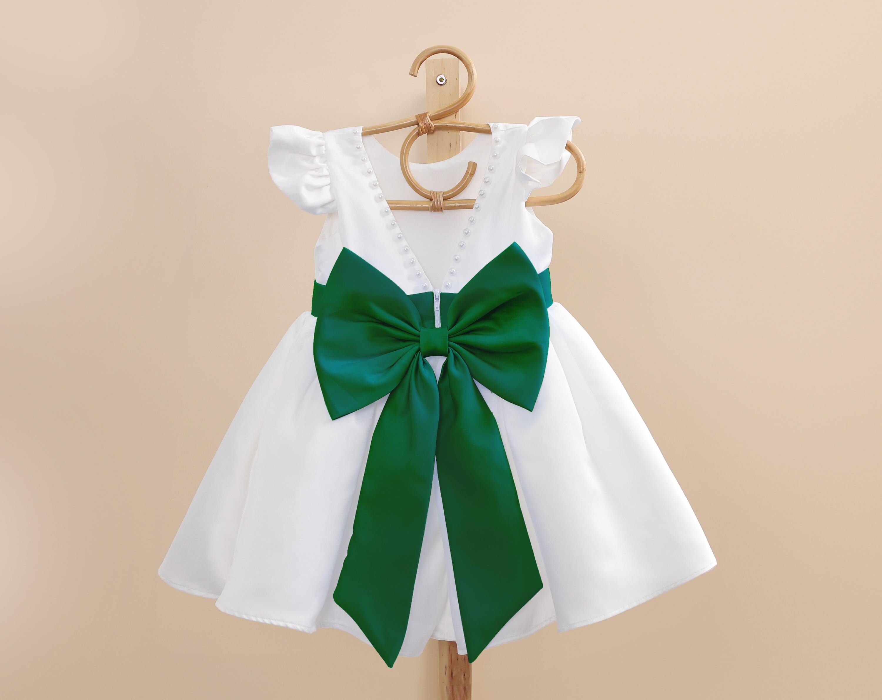 white dress green sash Emily Dress & Bloomers main image 0