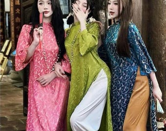 Ao Dai voor familie en vrienden, grote maten XS tot 6XL, Vietnamese Ao Dai, nieuw maanjaar, moeder Ao Dai Tet traditionele familie-tet fotoshoot