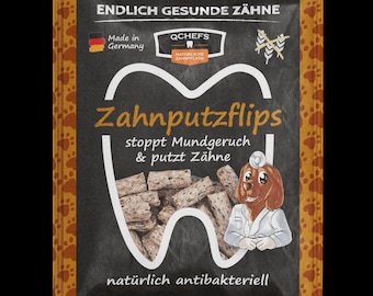 Chewable dog dental care treat - QCHEFS dental chews against tartar and bad breath - sugar-free crunchy snack, handmade in Bavaria